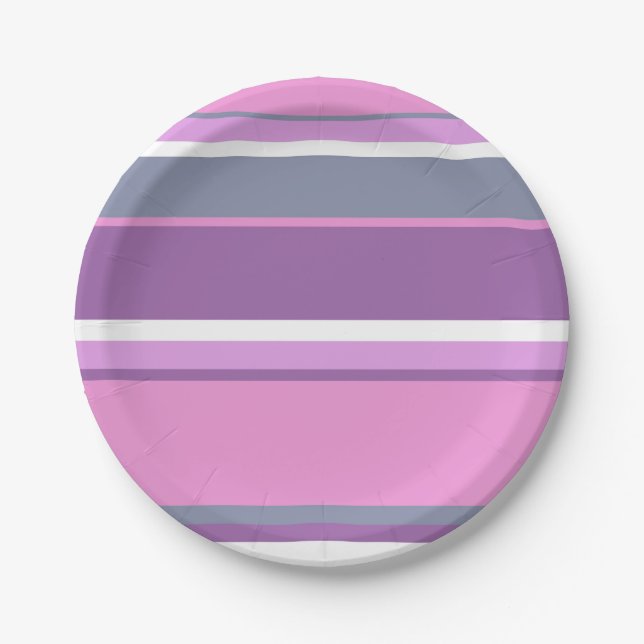Lilac Streifen Pappteller (Vorderseite)