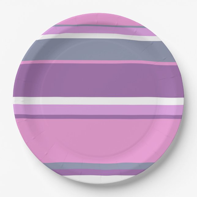 Lilac Streifen Pappteller (Vorderseite)
