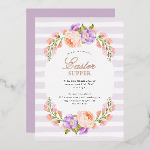 Lilac Strip and Bloom Oaster Supper Party Folieneinladung