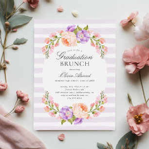 Lilac Strip und Bloom Abschluss Brunch Einladung