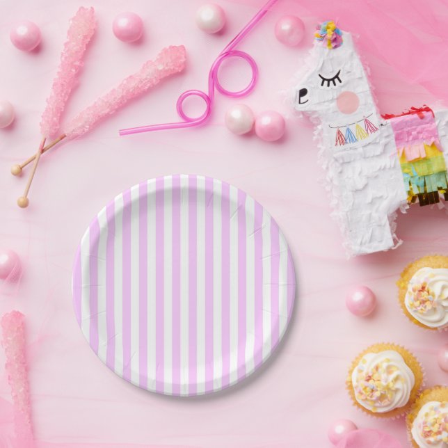 Lilac Stripe Pappteller (Party)