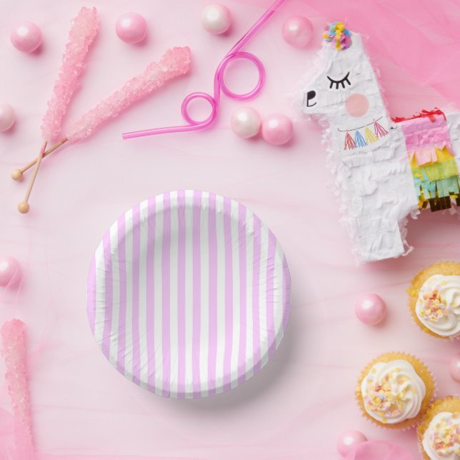 Lilac Stripe Pappteller (Party)
