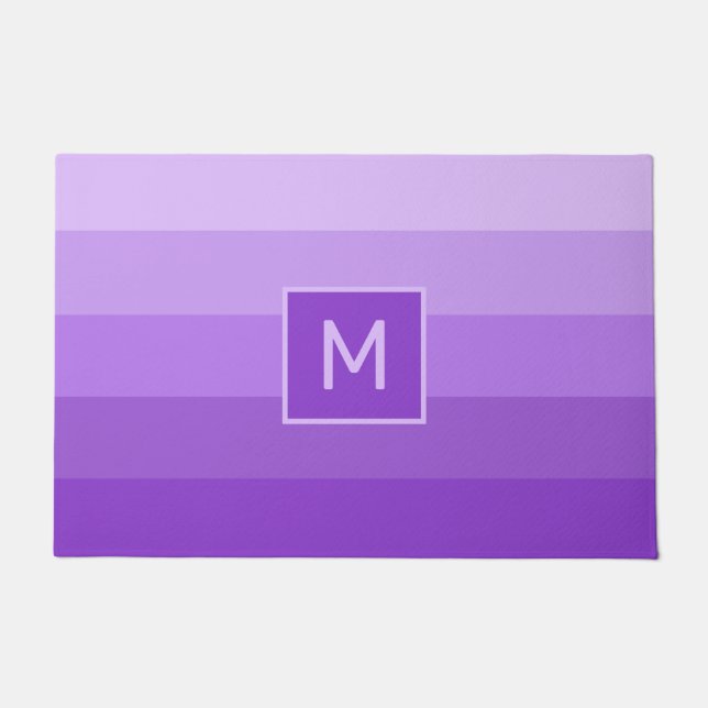 Lilac Stripes Custom Monogramm Fußmatte (Vorderseite)