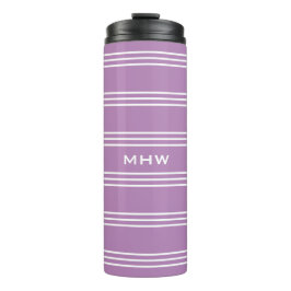 Lilac Stripes Custom Monogramm Tumbler Thermosbecher