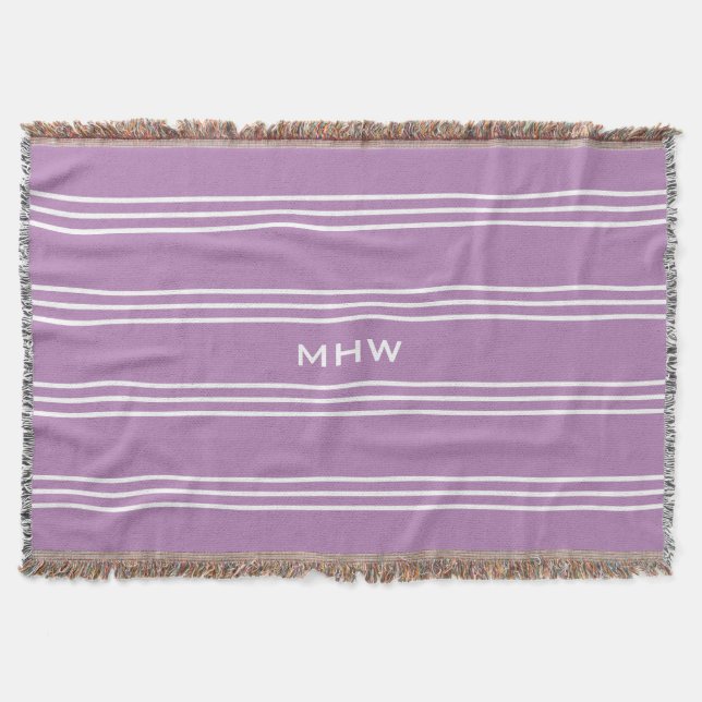 Lilac Stripes, kundenspezifische Mono-Wurfdecke Decke (Vorderseite)