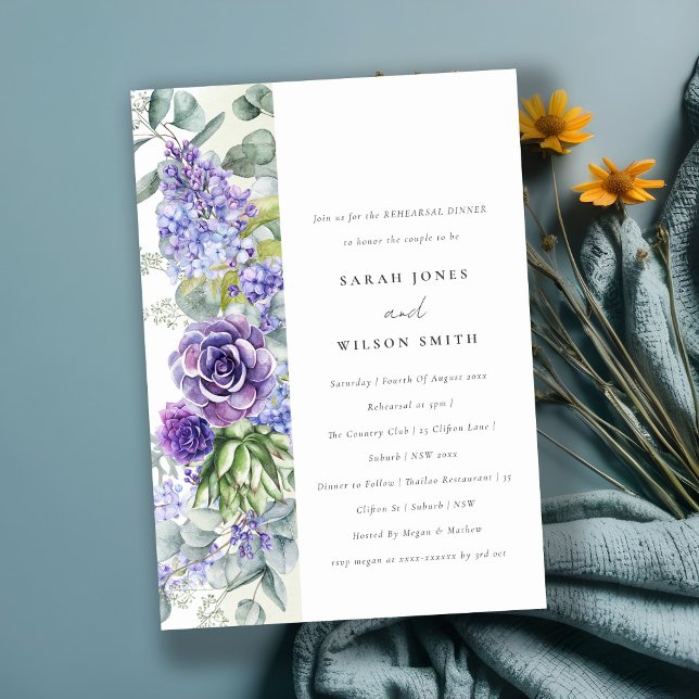 Lilac Succulent Eucalyptus Fauna Probe Abendessen Einladung (Von Creator hochgeladen)