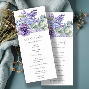 Lilac Succulent Eucalyptus Fauna Wedding Program Einladung