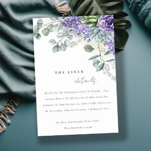 Lilac Succulent Eucalyptus Foliage Hochzeitdetails Begleitkarte