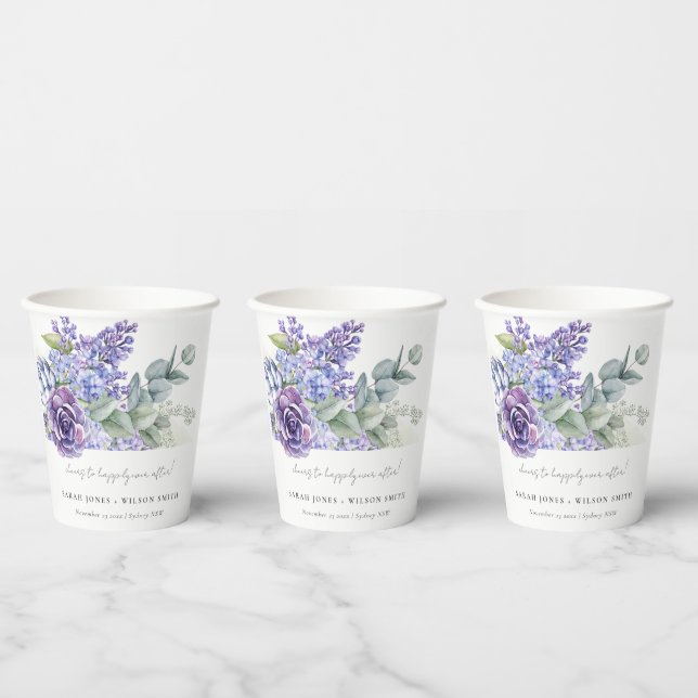 Lilac Succulent Eukalyptus Botanische Hochzeit Pappbecher (Multi)