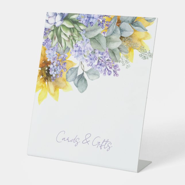 Lilac & Sunflower Duschkarten & Geschenke Sockelschild (Vorderseite)