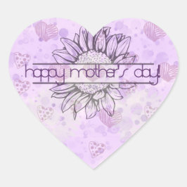 Lilac Sunflower Mother's Day Heart Stickers