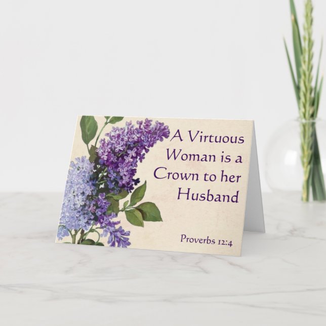 Lilac themed Christian greeting card for wife Karte (Vorderseite)