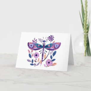 Lilac Themed Dragonfly Blank-Karte