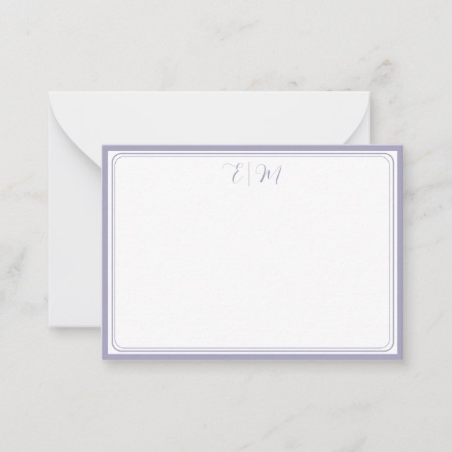Lilac three Border Monogram Note Card Mitteilungskarte (Vorderseite)
