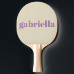 Lilac und Beige Personalisierte Typografie Tischtennis Schläger<br><div class="desc">Fett moderne Typografie Personalisiert Name Ping Pong Paddle in Lilac und Beige</div>