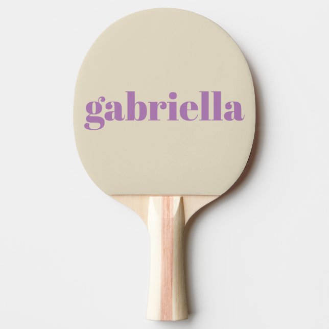 Lilac und Beige Personalisierte Typografie Tischtennis Schläger (Vorderseite)
