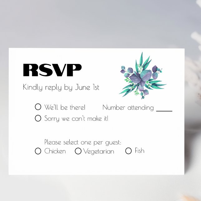 Lilac und Bright Green Botanical Wedding RSVP Karte (Von Creator hochgeladen)
