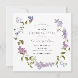 Lilac und Butterflies Einladung zum Geburtstag