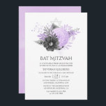 Lilac und Charcoal Floral Bat Mitzvah Einladung<br><div class="desc">Pastel lilac und Holzkohle graue Aquarellfledermaus Mitzvah Einladungen entwickelt,  um schnell und einfach auf Ihre Event-Besonderheiten angepasst werden.</div>