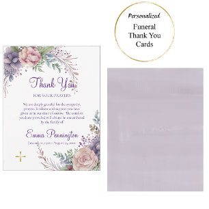 Lilac und Dusty Pink Roses Beerdigung Dankeskarte