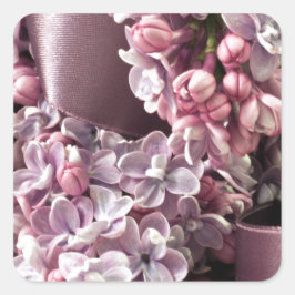 Lilac- und Flachbandbahnen Quadratischer Aufkleber