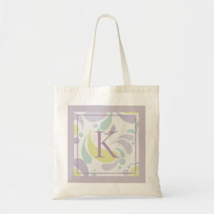 Lilac und Green Pastel Lichtmuster Monogramm Tragetasche