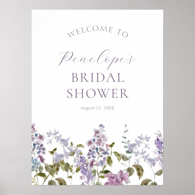 Lilac und Lavender Blume Brautparty Willkommen Poster (Vorne)