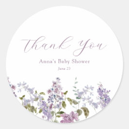 Lilac und Lavender Danke, Baby Dusche Runder Aufkleber