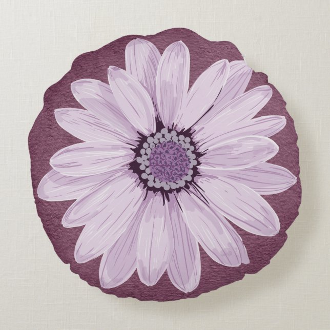 Lilac und Lila Blume Rundes Kissen (Rückseite)