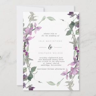 Lilac- und Lila Blumenzarge Einladung