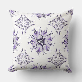 Lilac und Lila Inky Florals Throw Kissen