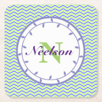 Lilac- und Limone Monogramm-Untersetzer-Vorlagen
