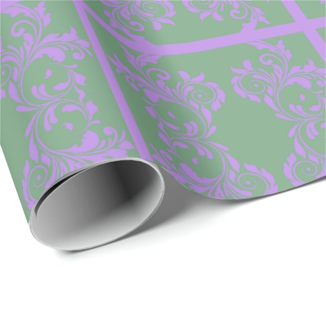 Lilac- und Mint-Blätter Geschenkpapier (Rolleneckpunkt)