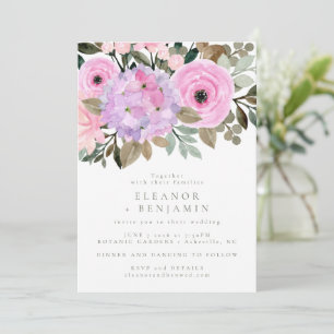 Lilac und Pink Floral Bouquet Boho Wedding Einladung