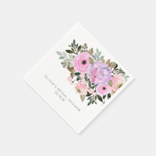 Lilac und Pink Floral Bouquet Brautparty Custom Serviette
