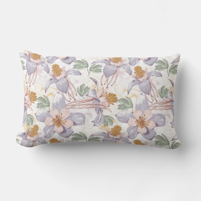 Lilac und Pink Floral Gemustert Lendenkissen (Vorderseite)