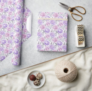 Lilac und Pink Peony Romantische Flora Geschenkpapier