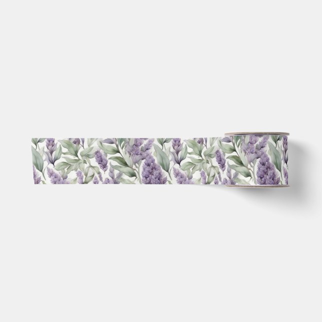 Lilac und Sage Blumendecoupage Satinband (Vorderseite)