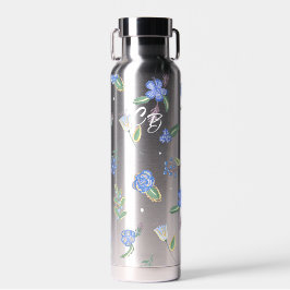 Lilac und Violet auf Grau handgemalt Trinkflasche