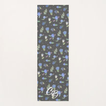 Lilac und Violet auf grauem handgemalten Yoga Mat