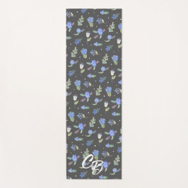 Lilac und Violet auf grauem handgemalten Yoga Mat Yogamatte