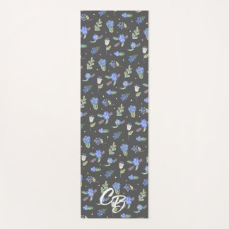 Lilac und Violet auf grauem handgemalten Yoga Mat Yogamatte