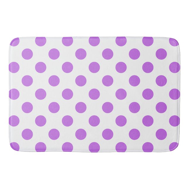 Lilac- und Weißpolka-Punkte Badematte (Vorderseite)