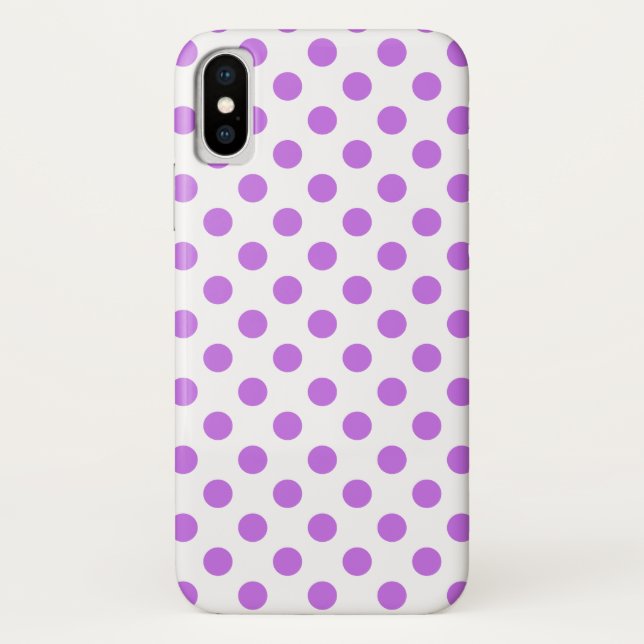 Lilac- und Weißpolka-Punkte Case-Mate iPhone Hülle (Rückseite)
