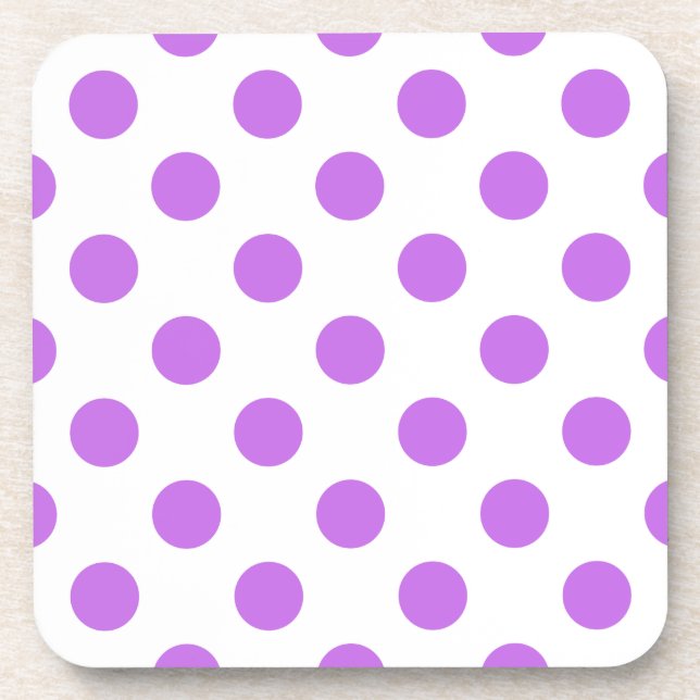 Lilac- und Weißpolka-Punkte Getränkeuntersetzer (Vorderseite)