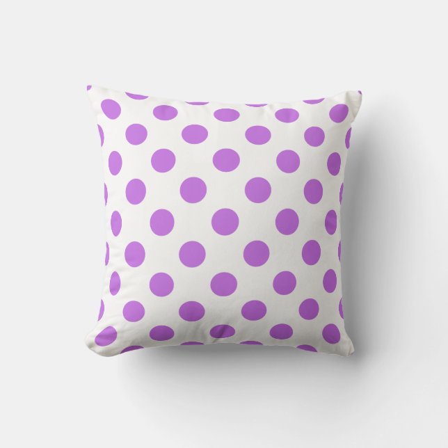Lilac- und Weißpolka-Punkte Kissen (Vorderseite)