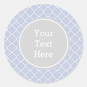 Lilac und White Quatrefoil Runder Aufkleber