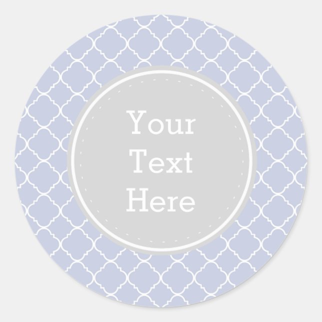 Lilac und White Quatrefoil Runder Aufkleber (Vorderseite)