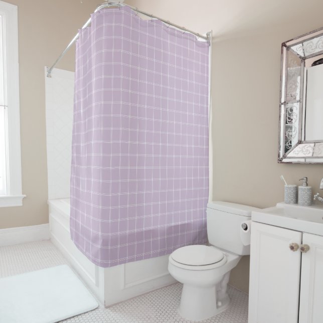 Lilac- und White-Windows-Karo Duschvorhang (Beispiel)