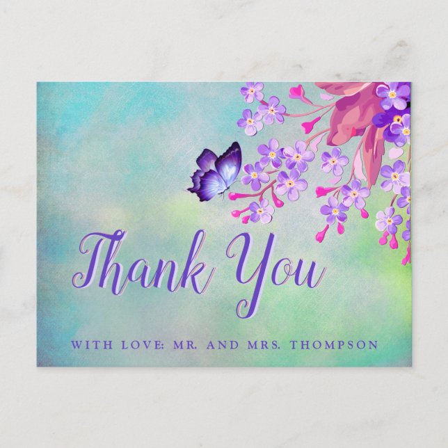 Lilac Vergiss-me-not-Blume Vielen Dank Postkarte (Vorderseite)